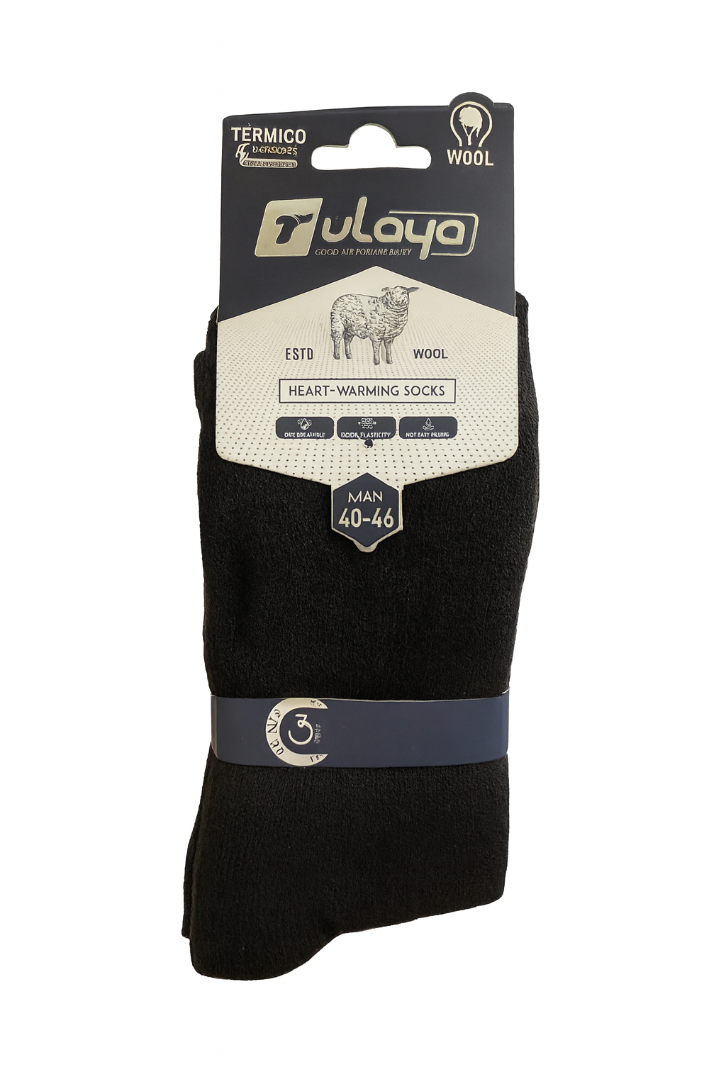 Calcetines térmicos de lana para hombre · Pack de 3 pares · Talla 40–46
