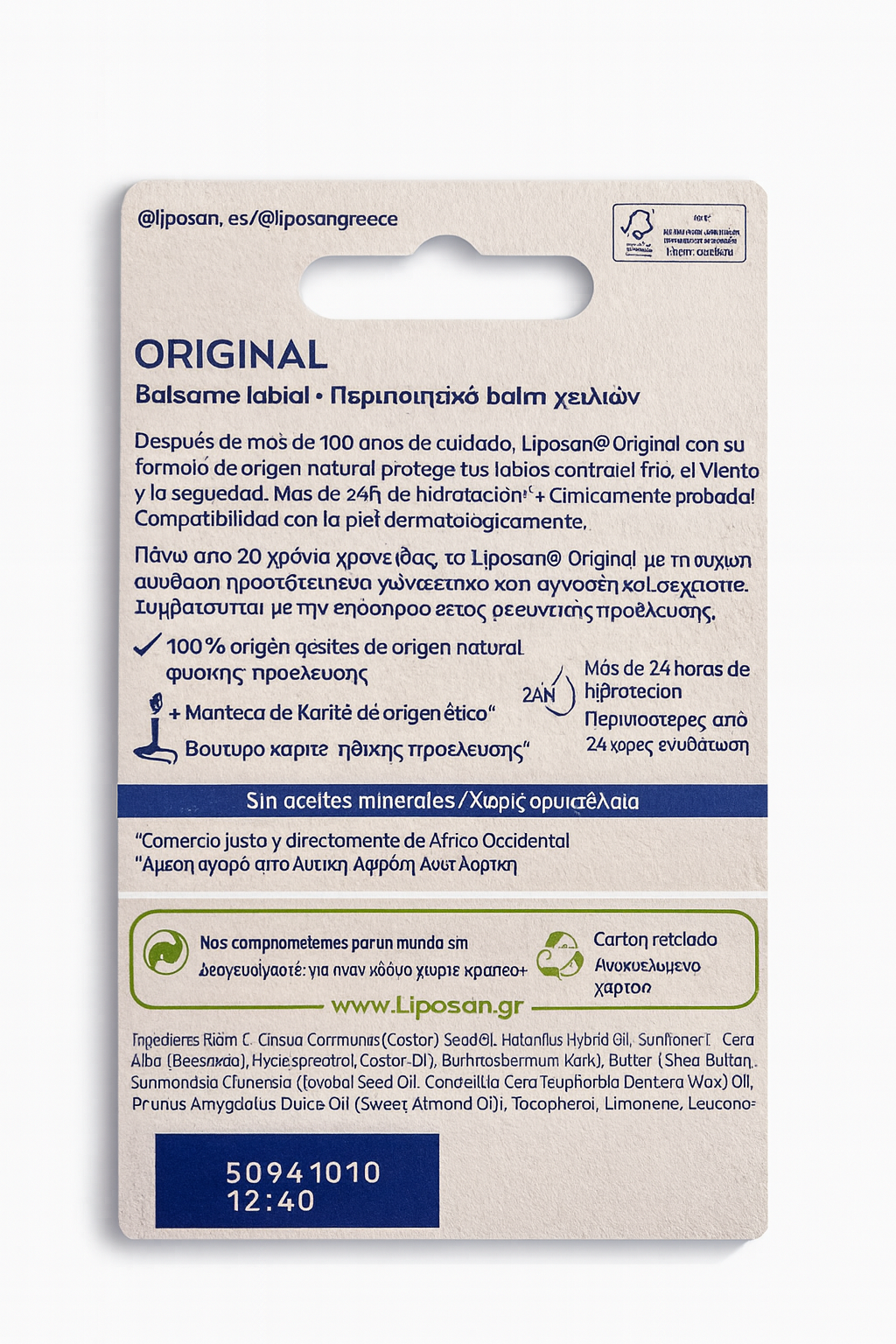 Liposan Original – Bálsamo Labial 100% Natural | Hidratación 24h