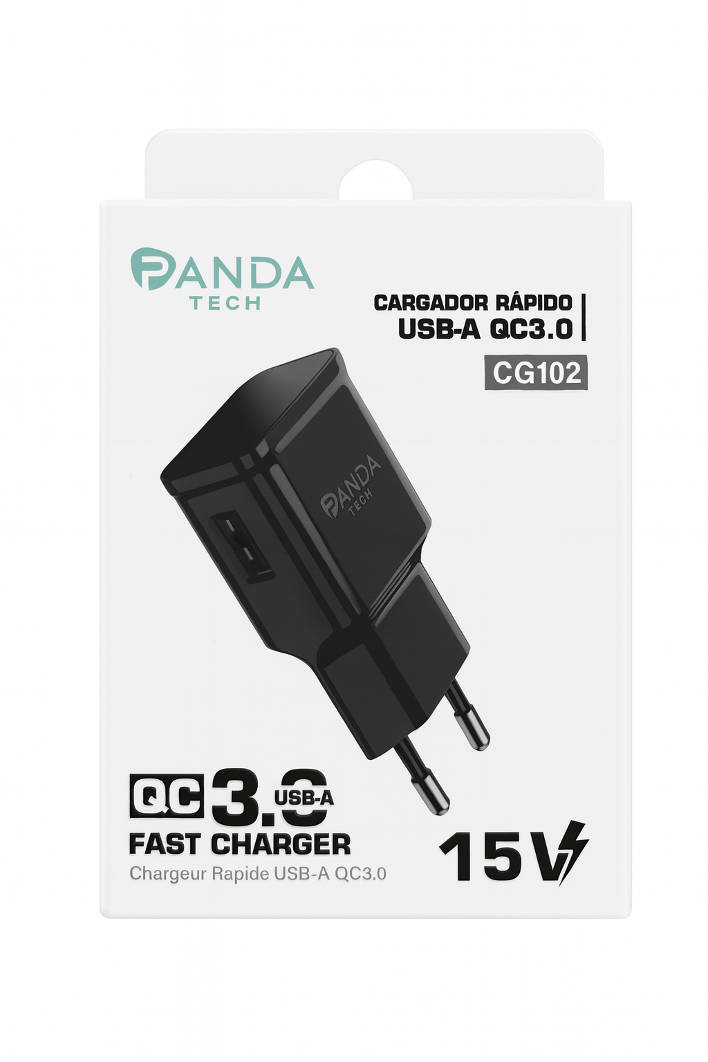 Cargador Rápido PANDA TECH QC3.0 USB-A 15W · Modelo CG102
