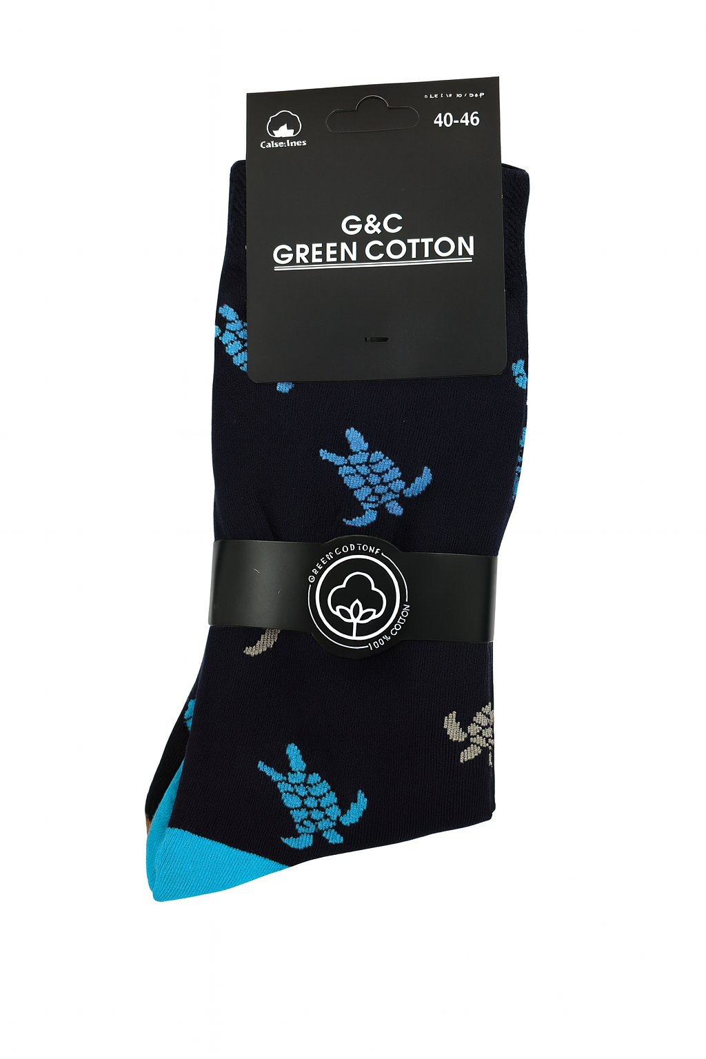 Calcetines de algodón para hombre (3 pares) · Diseños marinos y animales · Talla 40–46